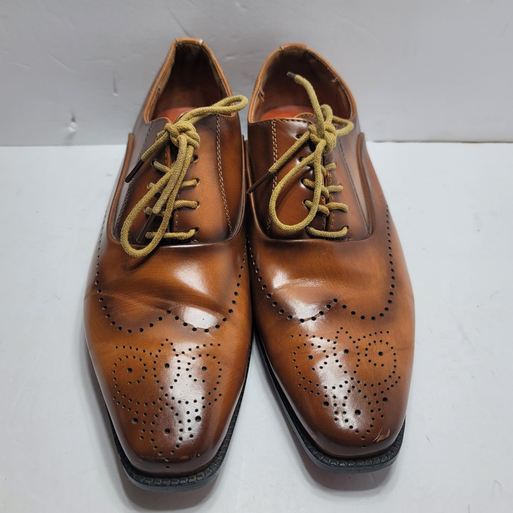 Antonio Cerrelli Elite Mens Cognac Brown Wingtip Brogue Oxford Dress Shoes 6672